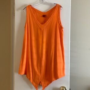 OH MY GAUZE! 100% COTTON Orange Sleeveless Tunic Top